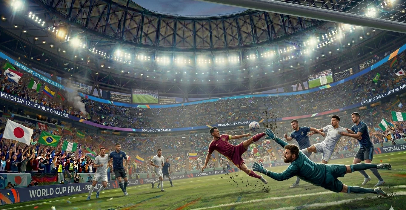 A spectacular bicycle kick attempt during a 2026 World Cup match