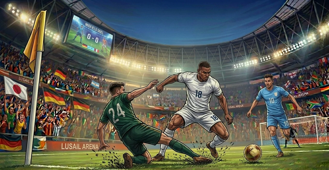 A midfield sliding tackle during a 2026 World Cup qualifier